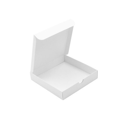 Weiße quadratische Box mit eingelassenem Kartondeckel