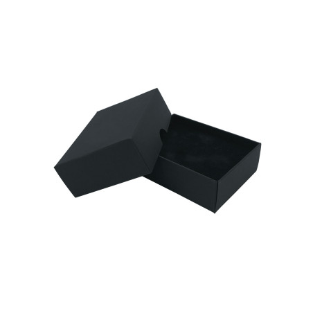 Zweiteilige kleine rechteckige Geschenkbox aus schwarzem Karton
