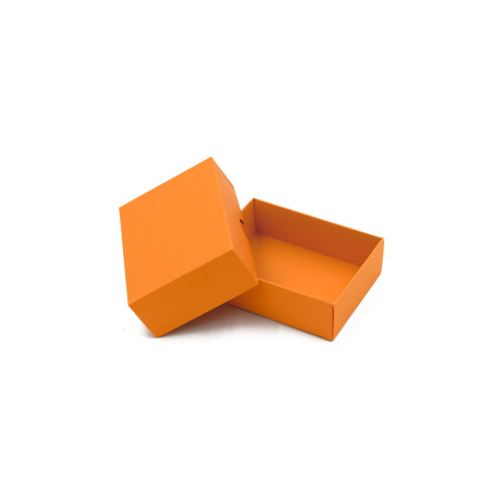 Zweiteilige kleine rechteckige Geschenkbox in orange aus Karton