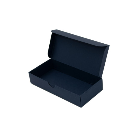 Längliche Geschenkbox aus blauem dekorativem Karton