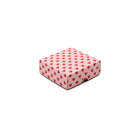 Zweiteilige Rosa Schachtel mit Herzen für Valentinstag | 90x90x30 mm