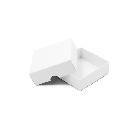 Zweiteilige kleine quadratische Geschenkbox aus weißem Karton