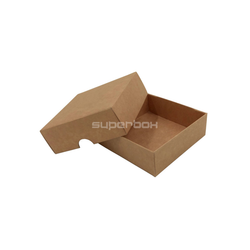 Zweiteilige kleine quadratische Geschenkbox aus braunem Karton