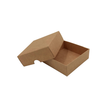 Zweiteilige kleine quadratische Geschenkbox aus braunem Karton