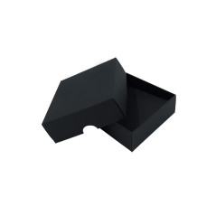 Zweiteilige kleine quadratische Geschenkbox aus schwarzem Karton