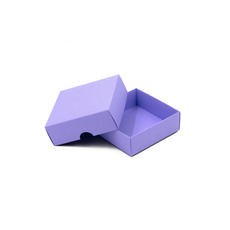 Zweiteilige kleine quadratische lila Kartongeschenkbox
