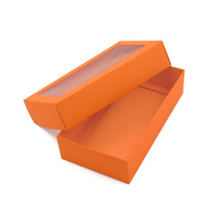 Orangene zweiteilige Karton-Geschenkbox mit Fenster