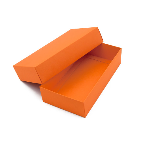 Orangene zweiteilige Karton-Geschenkbox