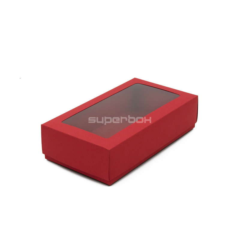 Rote zweiteilige Schachtel mit Fenster | 200x110x50 mm | Superbox
