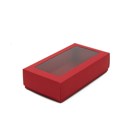 Rote zweiteilige Schachtel mit Fenster | 200x110x50 mm | Superbox