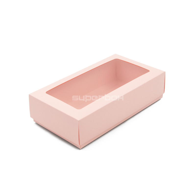 Rosa zweiteilige Schachtel mit Fenster | 200x110x50 mm | Superbox Rosa zweiteilige Schachtel mit Fenster | 200x110x50 mm | Superbox