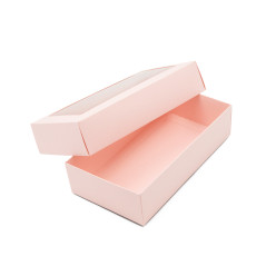 Hellrosa zweiteilige Geschenkbox aus Karton mit Fenster