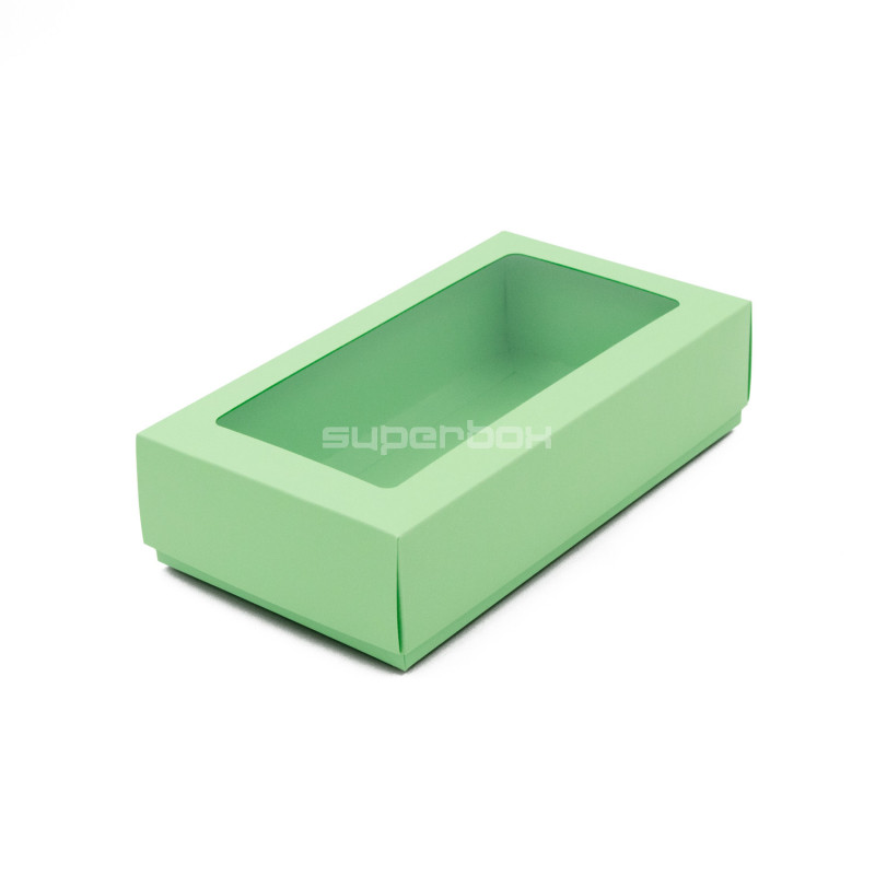 Grünliche zweiteilige Box mit Fenster | 200x110x50 mm | Superbox
