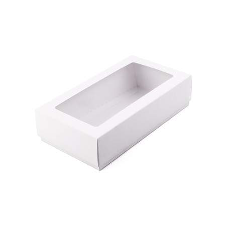 Weiße zweiteilige Geschenkbox mit Fenster | 200x110x50 mm | Superbox