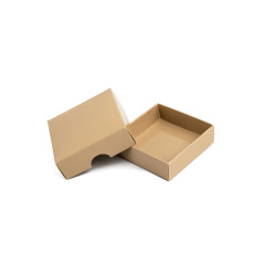 Zweiteilige kleine quadratische sandfarbene Kartonbox