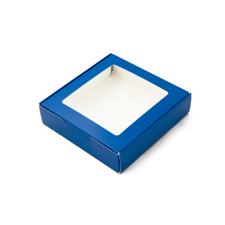 Blaue Süßwarenbox mit Fenster | 145x150x35 mm | Superbox