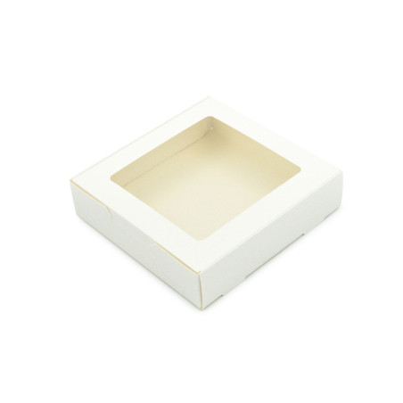 Weiße Süßwarenbox mit Fenster | 145x150x35 mm | Superbox