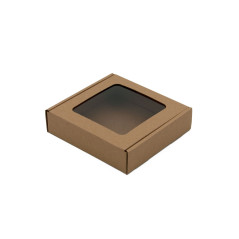 Braune Quadratische Box mit Klarem Fenster | 120x120x30 mm | Superbox