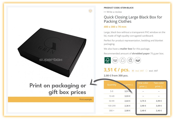 Preise für Druck auf Verpackungs- oder Geschenkboxen