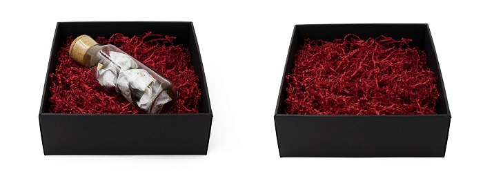 Geschenkverpackung mit starren Füllmaterialien