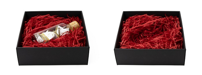 Geschenkverpackung mit weicher Papierstreuung
